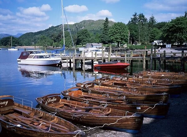 Rowing boats, Waterhead, Ambleside, Lake Windermere, Lake District, Cumbria