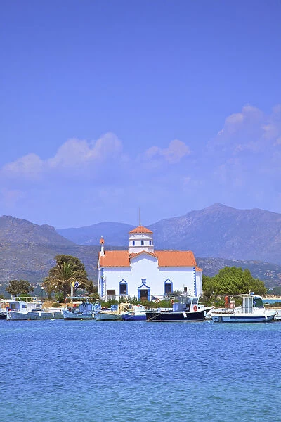 The Harbour and Agios Spyridon Church, Elafonisos Island, Laconia, The Peloponnese