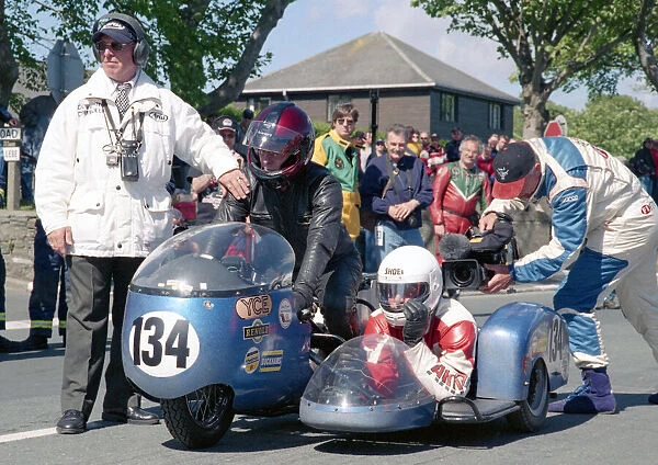 Derek Yorke & John Chisnall (YCE BSA) 2002 TT Parade Lap