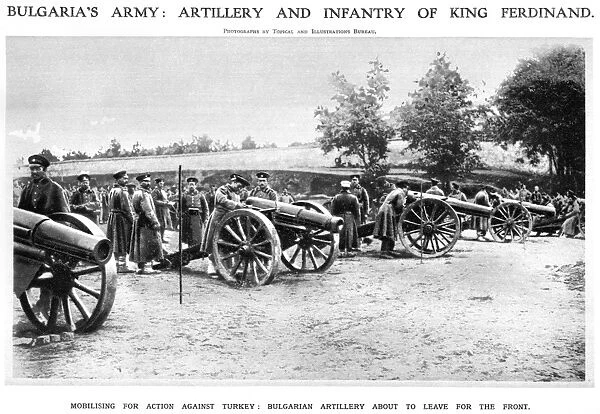 BALKAN WAR, 1912. Bulgarian artillery about to leave for the front during the First Balkan War