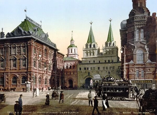IBERIAN GATE, c1895. The Iberian Gate and Chapel, inbetween the Moscow City Hall on the left and the State Historical Museum on the right. Photochrome, c1895