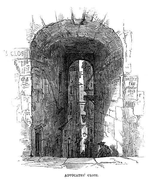 SCOTLAND: EDINBURGH, 1864. View through Advocates Close in Edinburgh, Scotland