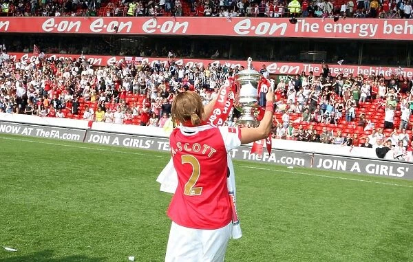 Alex Scott Lifts the FA Cup with Arsenal Ladies: 4-1 Victory over Leeds United (FA Womens Cup Final, 2008)