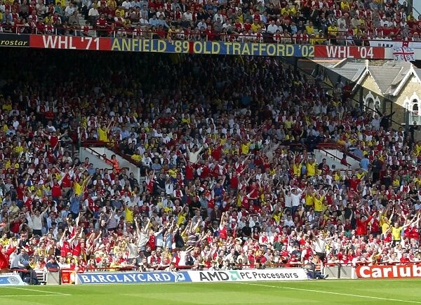 Arsenal fans in the North Bank. Arsenal 2: 1 Leicester City