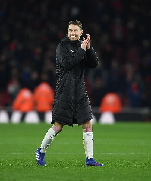 Arsenal's Aaron Ramsey Celebrates with Fans After Arsenal vs. Chelsea Match, Premier League 2018-19