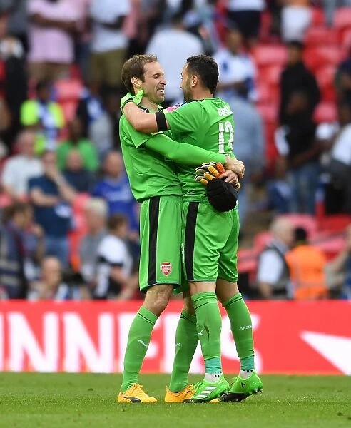 Arsenal's Goalkeepers Cech and Ospina: Celebrating FA Cup Victory
