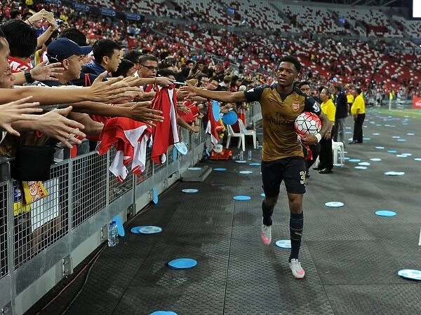 Chuba Akpom Scores and Celebrates Epic Goal with Arsenal Fans in Arsenal v Singapore XI Match, 2015