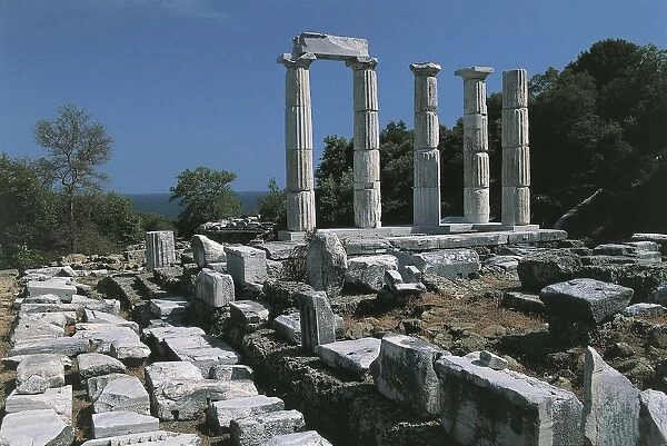 Old ruins of a temple, Sanctuary Of The Great Gods, Samothrace, Aegean Islands, East Macedonia And Thrace, Greece