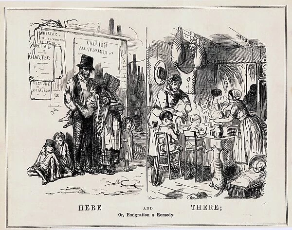 Here and There: Or, Emigration a Remedy : Cartoon from Punch, London