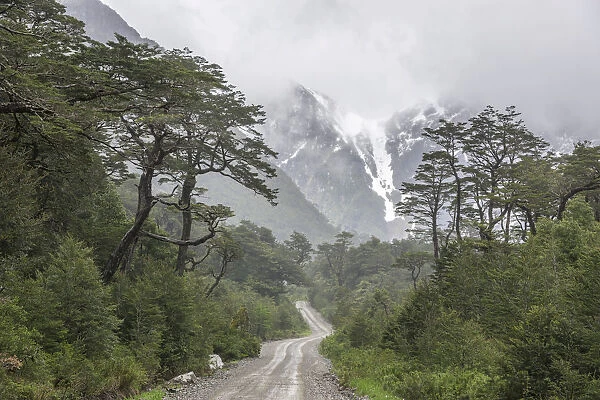 Carretera Austral, gravel road through untouched nature, Cisnes, Aysen Province, Chile