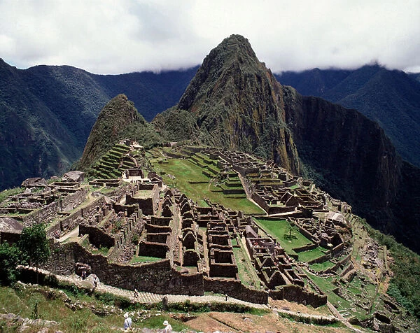Aerial view of Machu-Picchu, Pre-Columbian 15th-century site, Cuzco district (photography