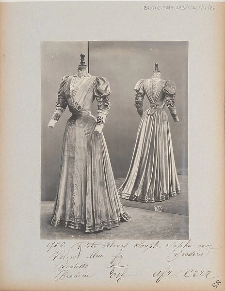 Album Page: House of Worth, Dress, 1905 (b  /  w photo)