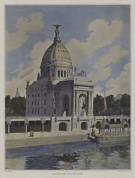 The American pavilion, Exposition Universelle 1900, Paris (colour litho)