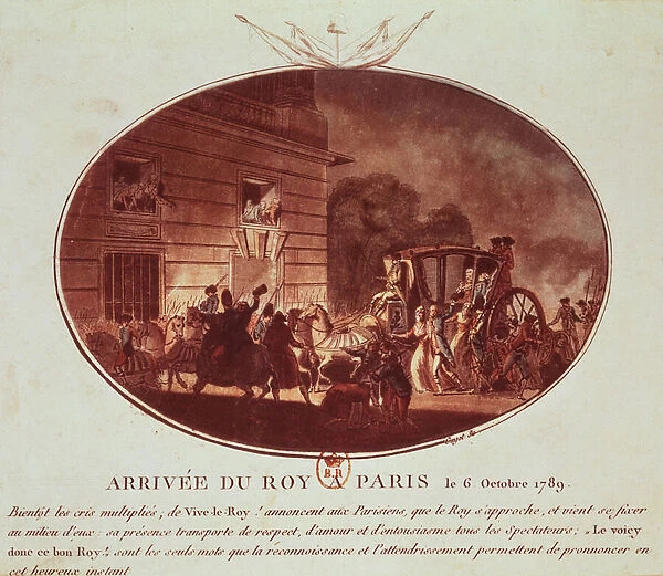 The Arrival of the King in Paris on 6th October 1789 (aquatint)