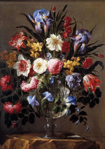 Bouquet of flowers. Painting by Juan De Arellano (1614-1676) Ec. Esp. 17th century. Coll
