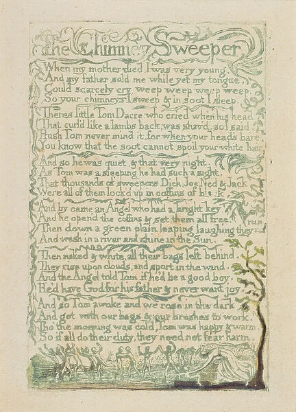 The Chimney Sweeper, plate 9 recto from Songs of Innocence, 1789 (hand-coloured