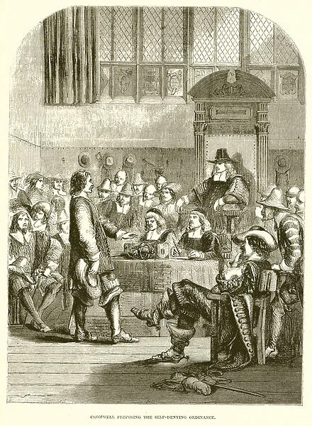 Cromwell proposing the Self-Denying Ordinance (engraving)