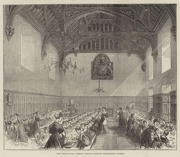 The Dining-Hall, Female Orphan Asylum, Beddington, Surrey (engraving)