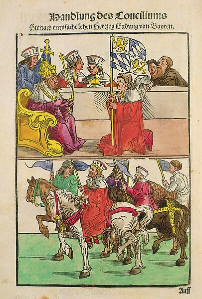The Duke of Bayern receives his Feudal rights from the Emperor at the Council of Constance