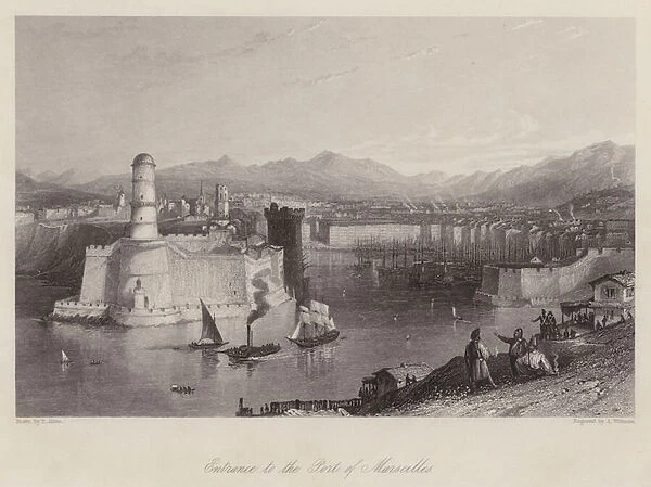 Entrance to the Port of Marseilles (engraving)