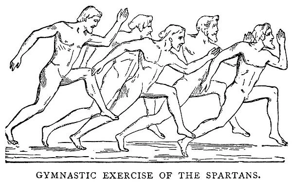 Gymnastic exercise of the Spartans, illustration from