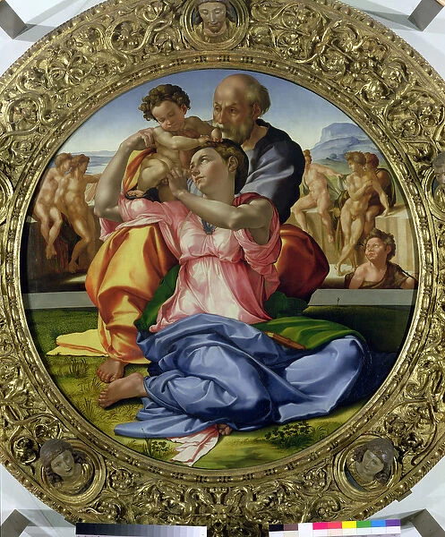 Holy Family with St. John (Doni Tondo) 1504-05 (oil on panel) (see also 30103)