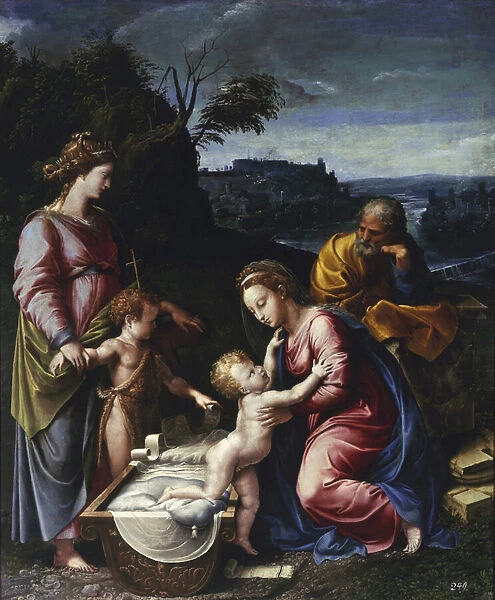 The Holy Family with the young John the Baptist and Saint Catherine par Penni