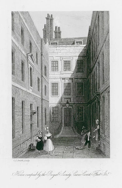 House occupied by the Royal Society, Crane Court, Fleet Street (engraving)