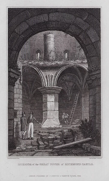 Interior of the Great Tower of Richmond Castle (engraving)