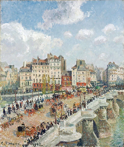 Le Pont Neuf (The Pont-Neuf) - Peinture de Camille Pissaro (1830-1903), huile sur toile (55x46, 5 cm), 1902, impressionnisme -Szepmuveszeti Muzeum, Budapest (Hongrie)