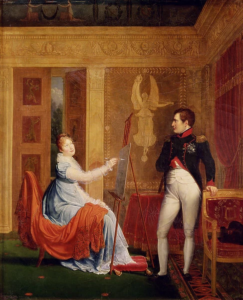 Marie Louise (1791-1847) of Habsbourg Lorraine Painting a Portrait of Napoleon I