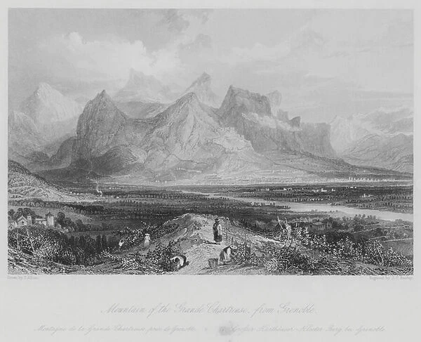 Mountain of the Grande Chartreuse, from Grenoble (engraving)