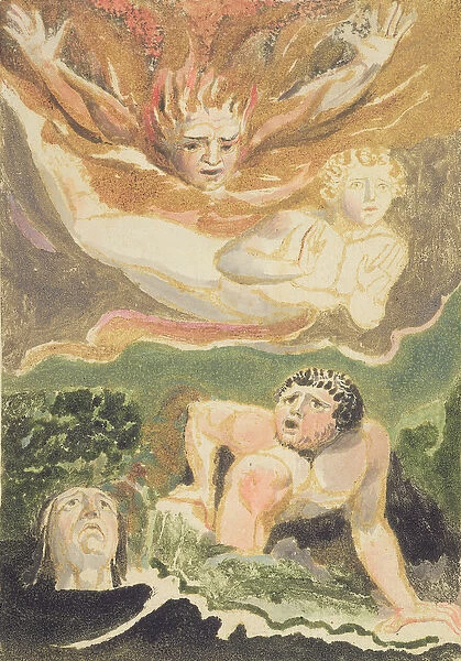 Four naked men emerging from their elements, plate 4 from The First Book of Urizen