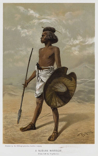 A Nubian Warrior (chromolitho)