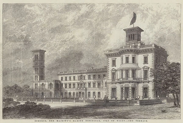 Osborne, Her Majestys Marine Residence, Isle of Wight, the Terrace (engraving)