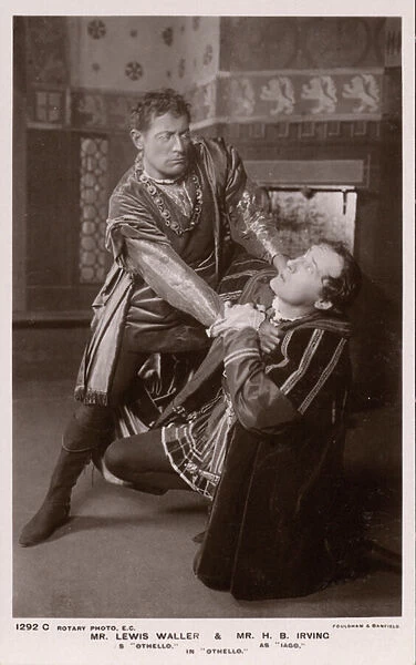 Othello throttling Iago, Lewis Waller and H B Irving (b  /  w photo)