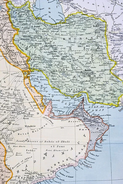 Partial Map of the Middle East showing the Red Sea, Persian Gulf and Horn of Africa in the 1890s