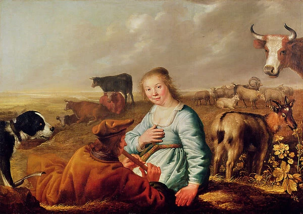 Pastoral Scene (oil on canvas)