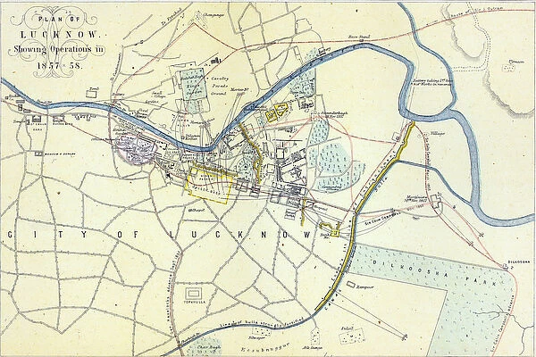 Plan of Lucknow showing Operations in 1857-58, pub. by William Mackenzie, c. 1860
