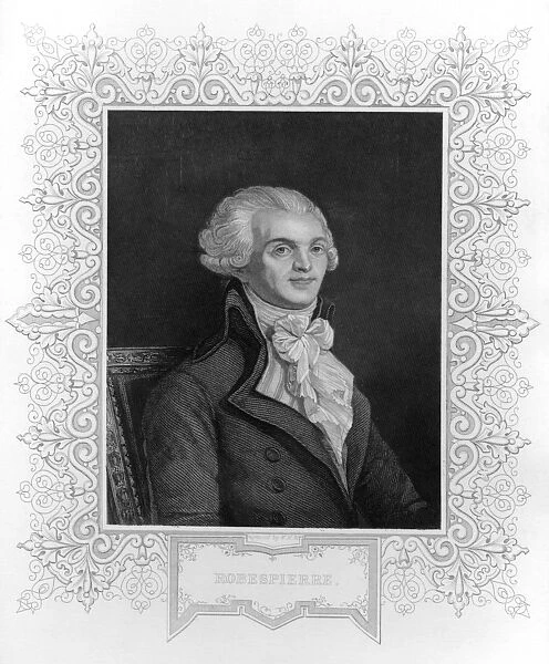 Portrait of Robespierre (engraving) (b  /  w photo)