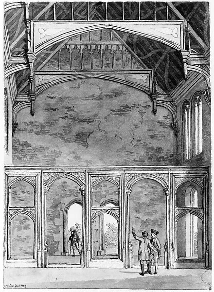South West End of Great Hall at Eltham, 1779 (w  /  c on paper) (b  /  w photo)