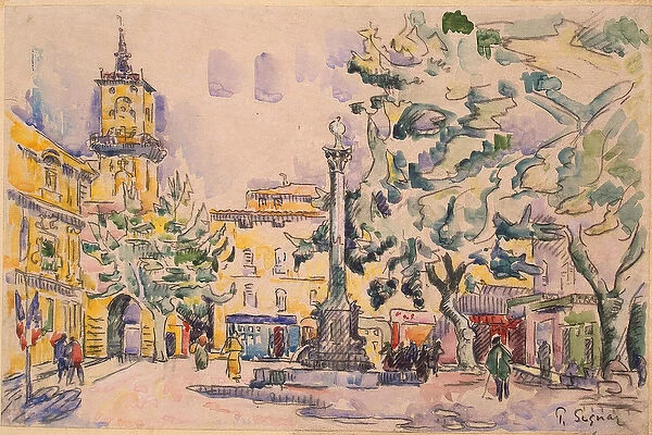 Square of the Hotel de Ville in Aix-en-Provence (pen & ink with w  /  c and gouache on paper)