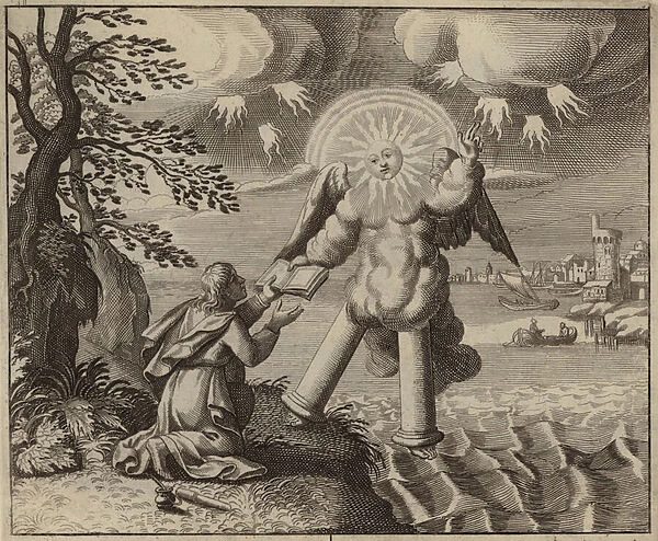 St John seeing the angel and the little scroll (engraving)