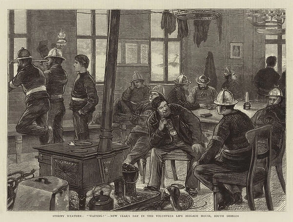 Stormy Weather, 'Waiting!', New Years Day in the Volunteer Life Brigade House, South Shields (engraving)