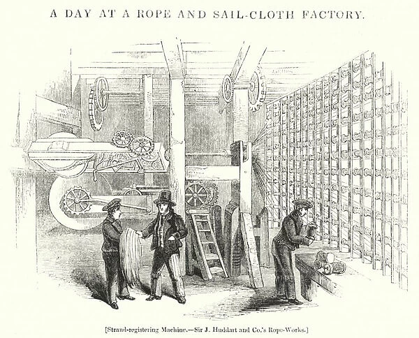 Strand-registering Machine, Sir J Huddart and Cos Rope-Works (engraving)