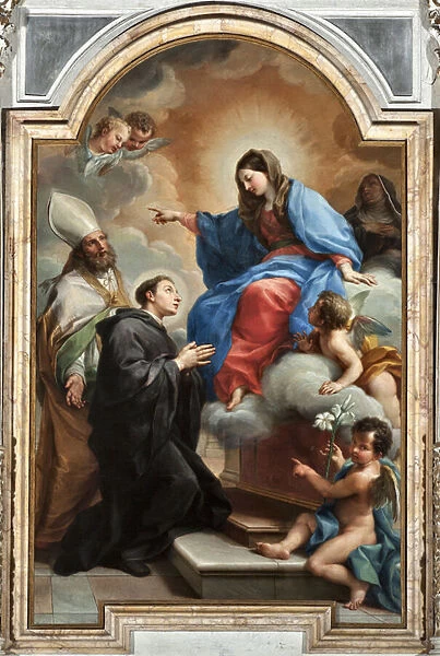 The Virgin with Saint Nicholas of Tolentino (oil on canvas, 18th century)