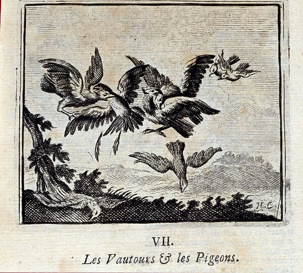 Vultures and Pigeons. Fables by Jean de La Fontaine (1621-95)