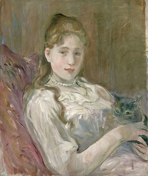 Young Girl with Cat, 1892 (oil on canvas)