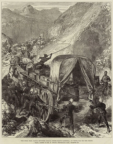 The Zulu War, Natal Mounted Police, under Major Dartnell, on their Way to the Front (engraving)