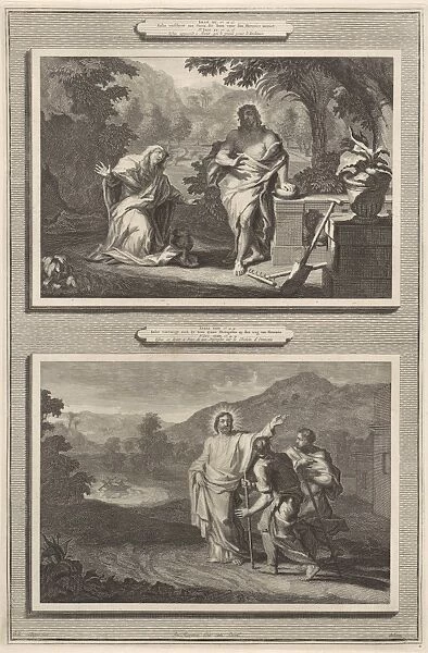 Two appearances of Christ after the resurrection, above he appears to Mary Magdalene